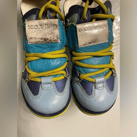 Kids Dolce & Gabbana Multicolor Leather High Top Sneakers Size 8 - Picture 2 of 8